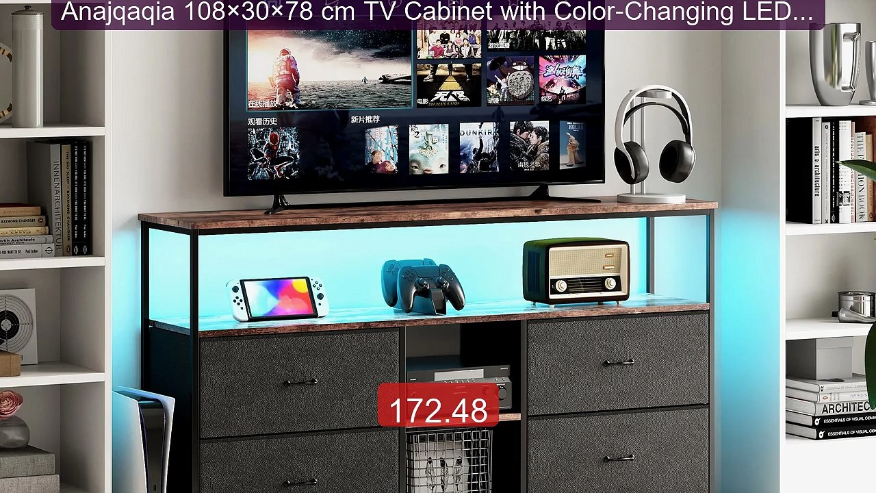 Anajqaqia 108×30×78 cm TV Cabinet with Color-Changing LED Ligh... -- Best Buy 2026 | Great Quality!