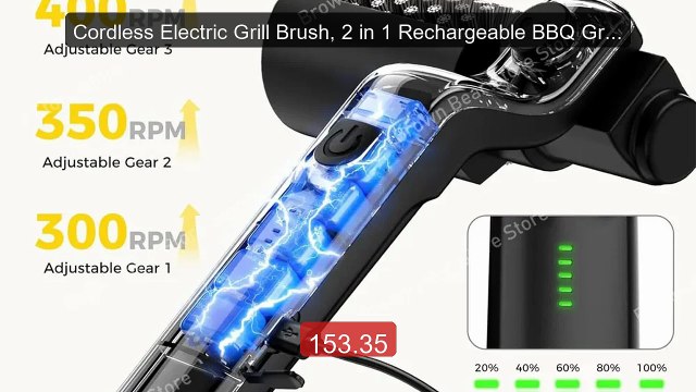 Cordless Electric Grill Brush, 2 in 1 Rechargeable BBQ Gril... Top Pick 2026 | Unbeatable Price!
