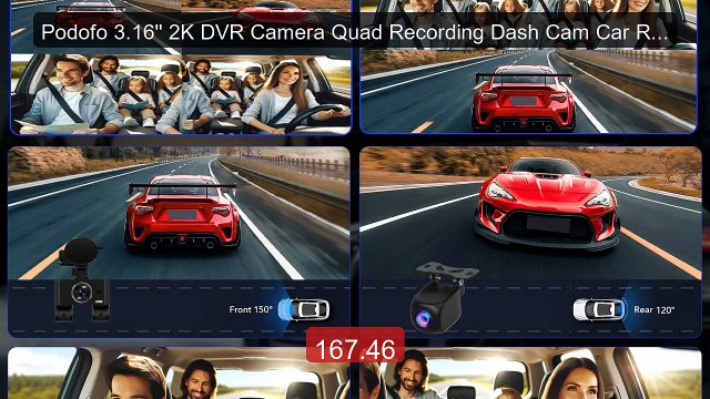 Podofo 3.16'' 2K DVR Camera Quad Recording Dash Cam Car Recorder F... Best Deal 2026 | Shop Now!