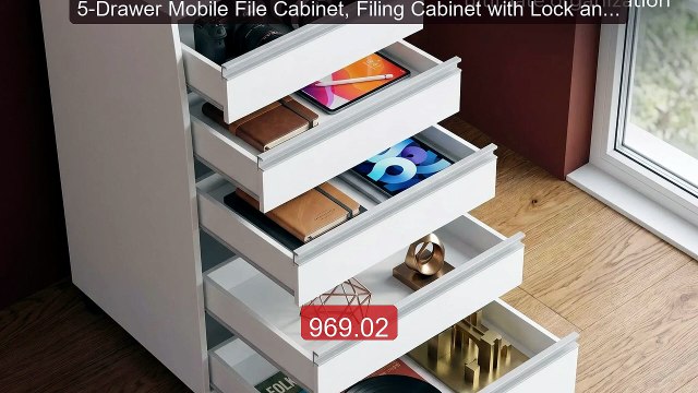 5-Drawer Mobile File Cabinet, Filing Cabinet with Lock and Whe... Best Buy 2026 | Great Quality!