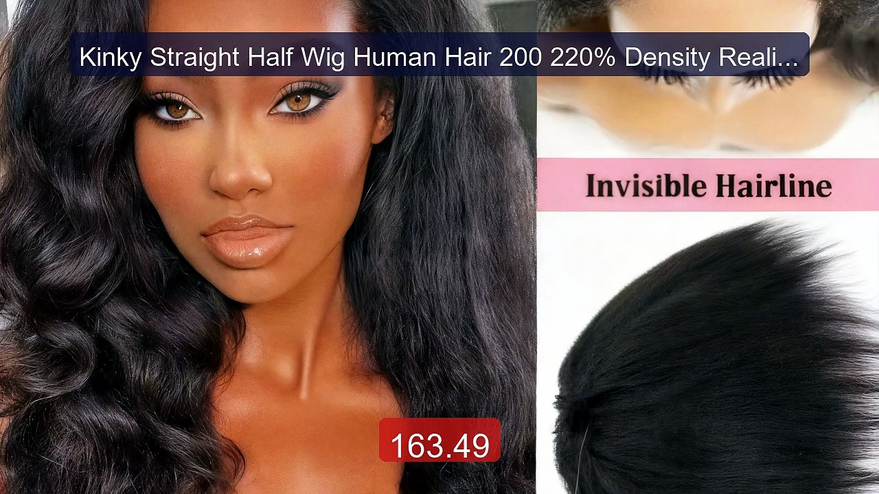 Kinky Straight Half Wig Human Hair 200 220% Density Realistic ... -- Hot Deal 2026 | Limited Offer!