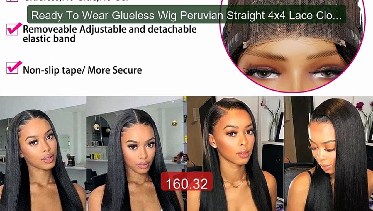Ready To Wear Glueless Wig Peruvian Straight 4x4 Lace Closure Gluel... -- Top Rated 2026 | Buy Now!