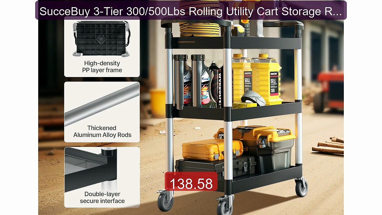 SucceBuy 3-Tier 300/500Lbs Rolling Utility Cart Storage Rac... -- Top Pick 2026 | Unbeatable Price!