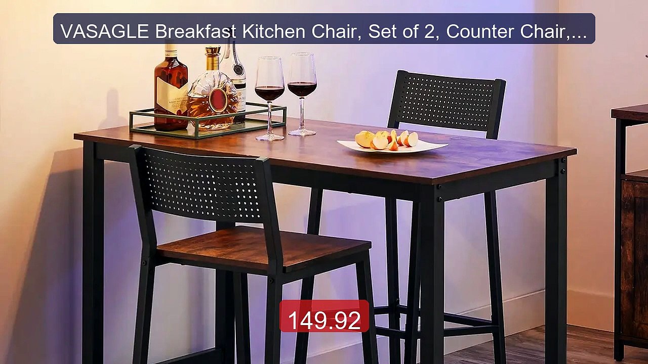 VASAGLE Breakfast Kitchen Chair, Set of 2, Counter Chair, Kitchen/D... -- Top Rated 2026 | Buy Now!