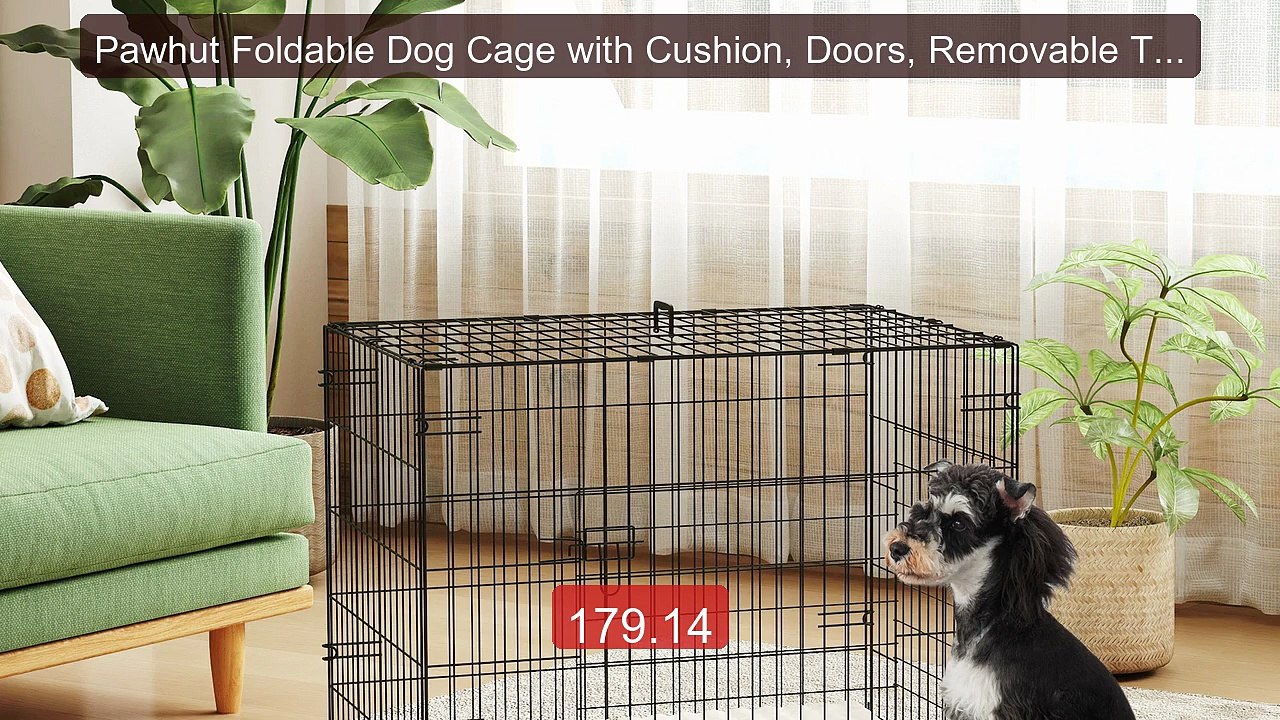 Pawhut Foldable Dog Cage with Cushion, Doors, Removable Tray a... -- Best Buy 2026 | Great Quality!