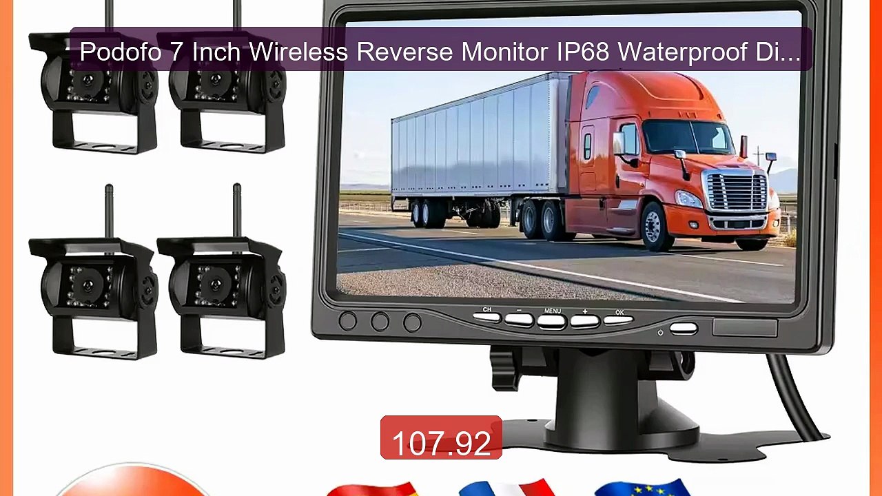 Podofo 7 Inch Wireless Reverse Monitor IP68 Waterproof Digital... -- Best Buy 2026 | Great Quality!