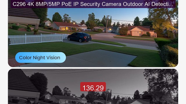 C296 4K 8MP/5MP PoE IP Security Camera Outdoor AI Detection 36... Hot Deal 2026 | Limited Offer!