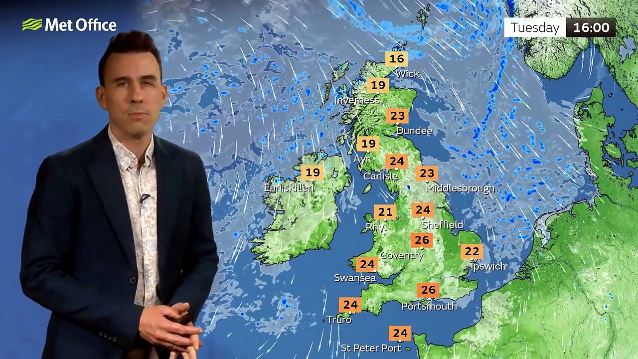 Met Office Tuesday Morning Weather Forecast 21/07/2026