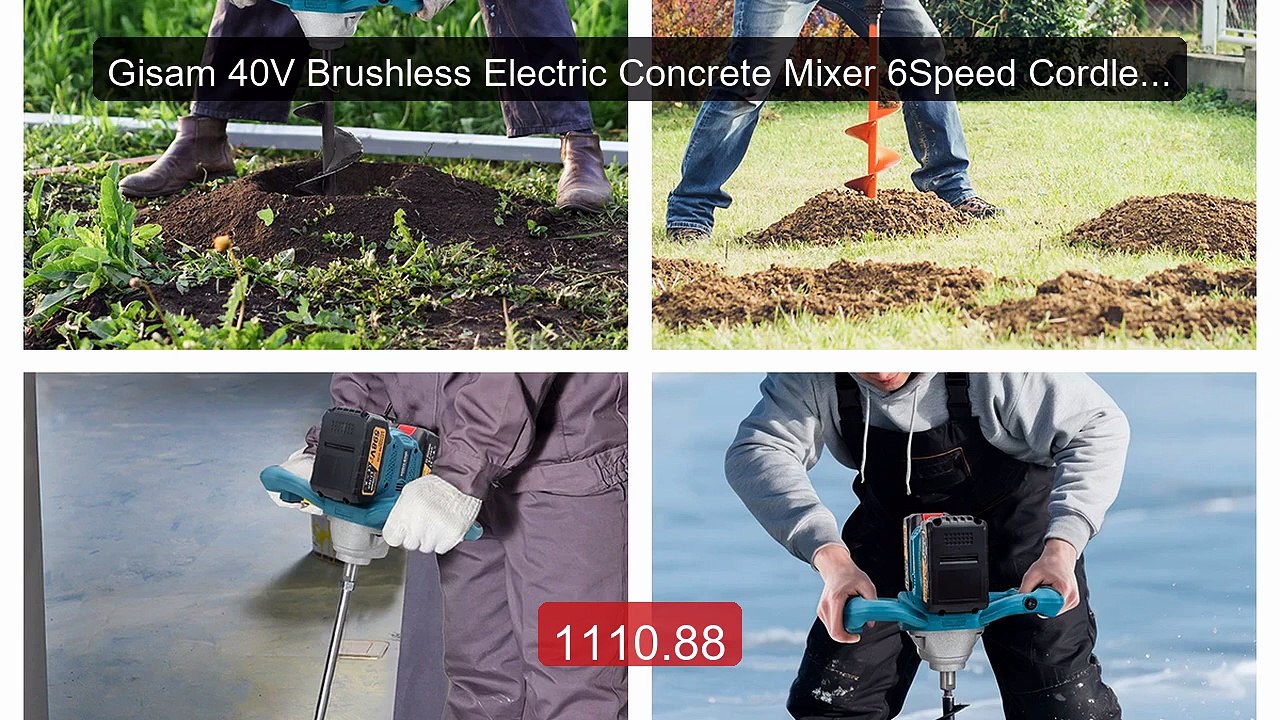 Gisam 40V Brushless Electric Concrete Mixer 6Speed Cordless Ce... -- Best Buy 2026 | Great Quality!