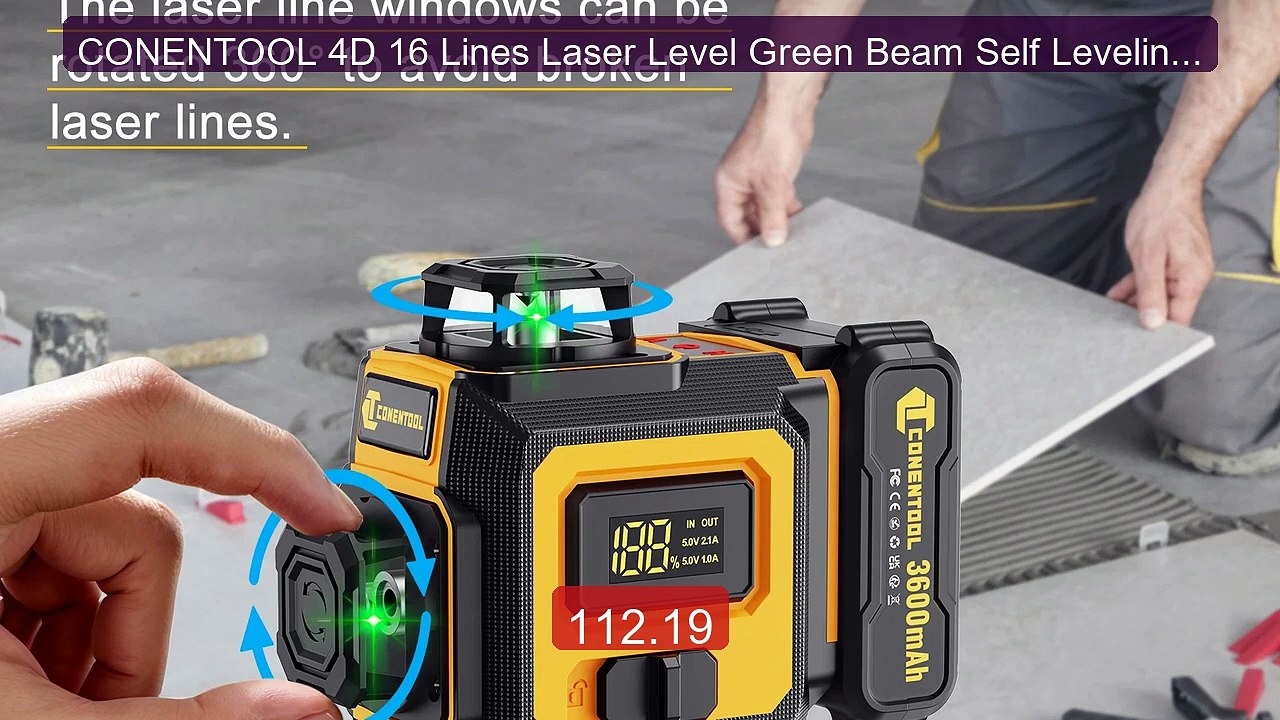CONENTOOL 4D 16 Lines Laser Level Green Beam Self Leveling ... -- Top Pick 2026 | Unbeatable Price!