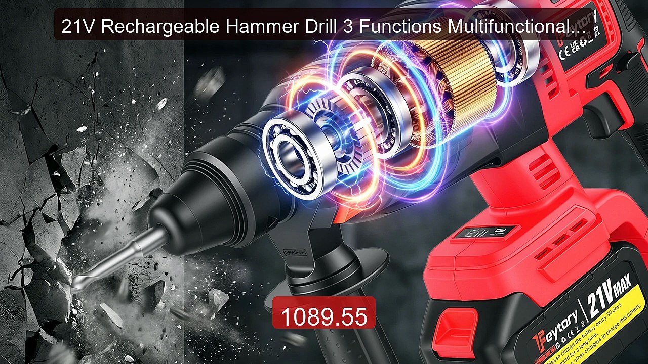 21V Rechargeable Hammer Drill 3 Functions Multifunctional SDS... -- Amazing Value 2026 | Must Have!