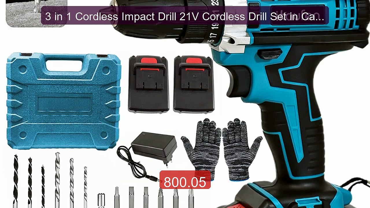 3 in 1 Cordless Impact Drill 21V Cordless Drill Set in Case w... -- Amazing Value 2026 | Must Have!