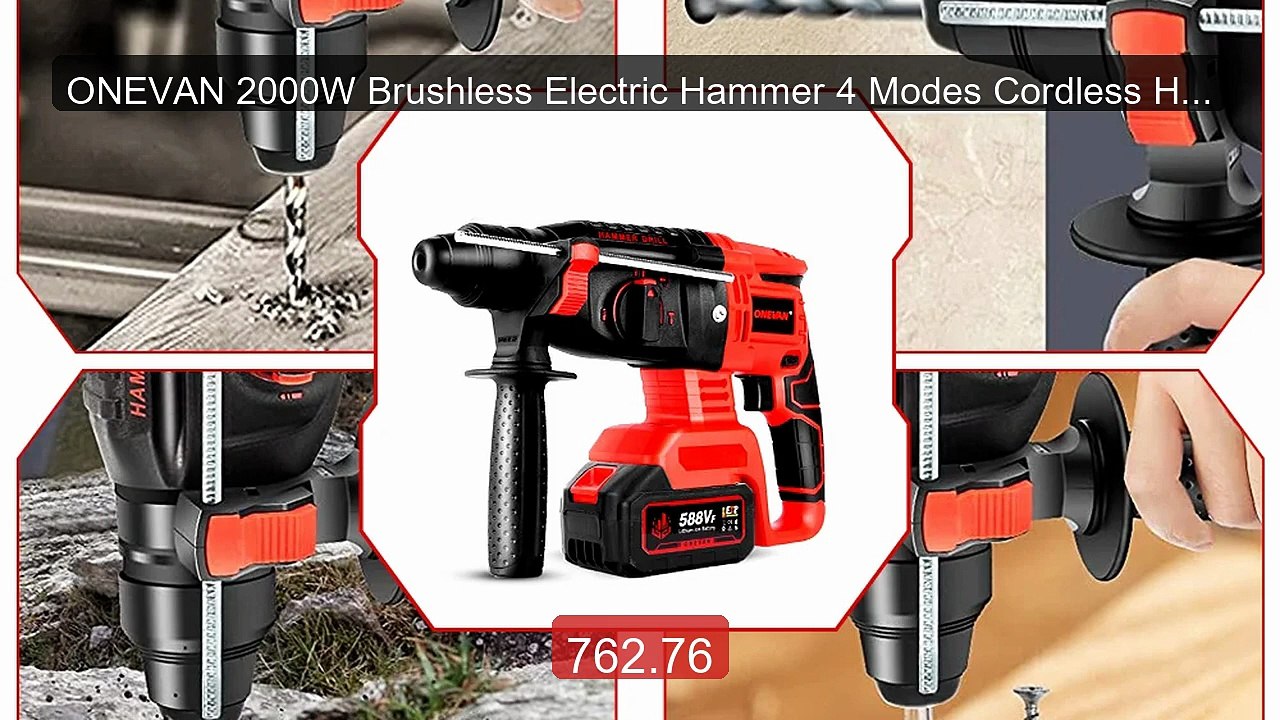 ONEVAN 2000W Brushless Electric Hammer 4 Modes Cordless Handh... -- Amazing Value 2026 | Must Have!