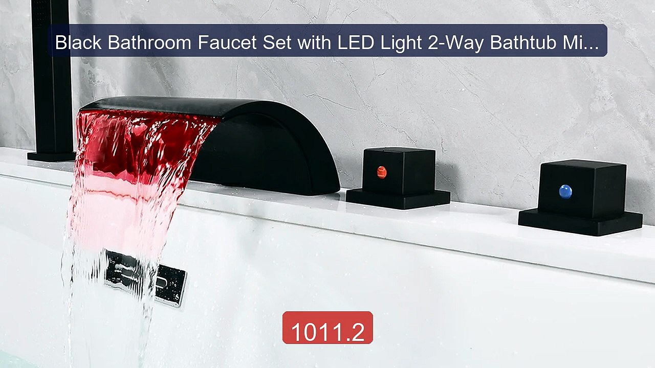 Black Bathroom Faucet Set with LED Light 2-Way Bathtub Mixer, Water... -- Top Rated 2026 | Buy Now!