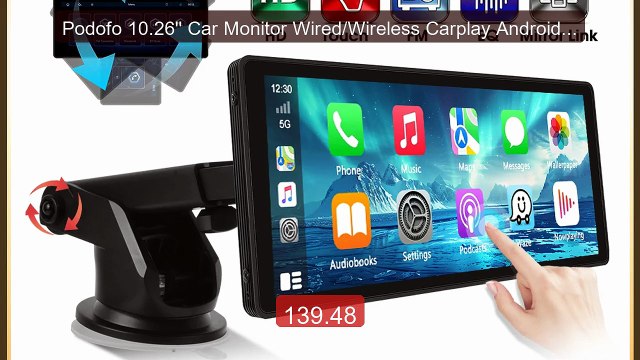 Podofo 10.26'' Car Monitor Wired/Wireless Carplay Android Auto AirP... Top Rated 2026 | Buy Now!