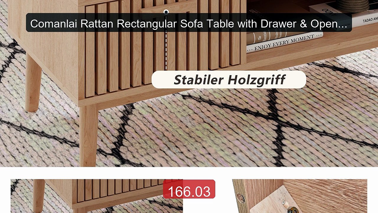 Comanlai Rattan Rectangular Sofa Table with Drawer & Open Comp... -- Hot Deal 2026 | Limited Offer!