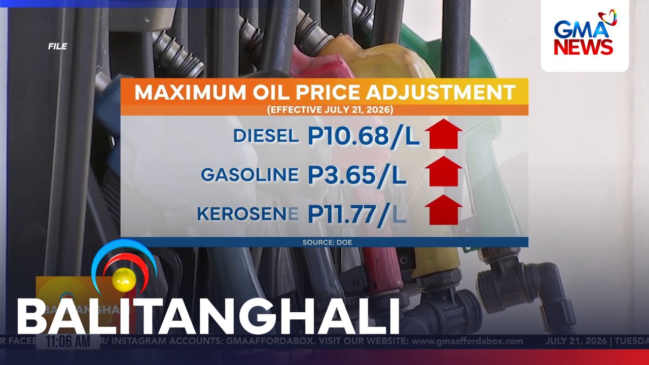 Maximum oil price adjustment (effective July 21, 2026) | Balitanghali