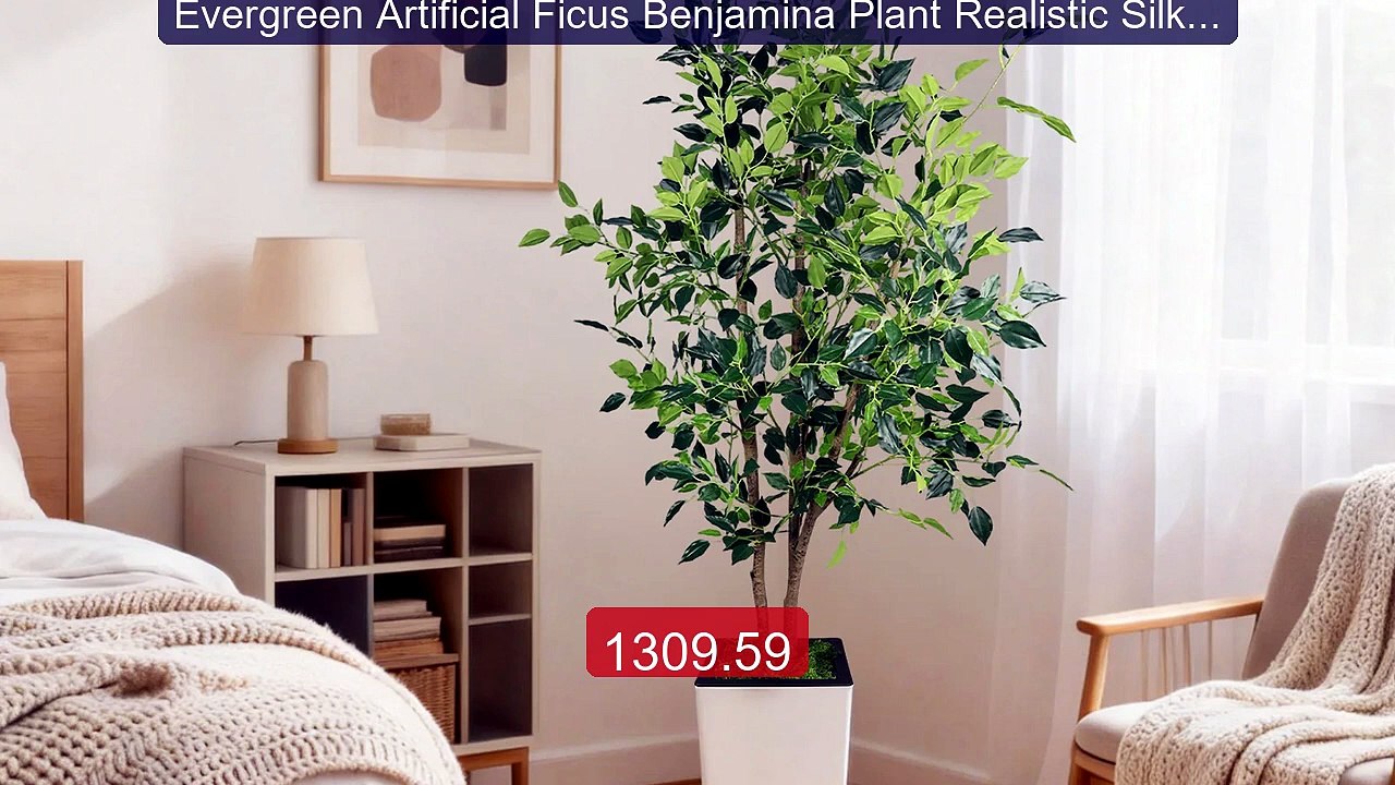 Evergreen Artificial Ficus Benjamina Plant Realistic Silk Leaves Ou... -- Top Rated 2026 | Buy Now!