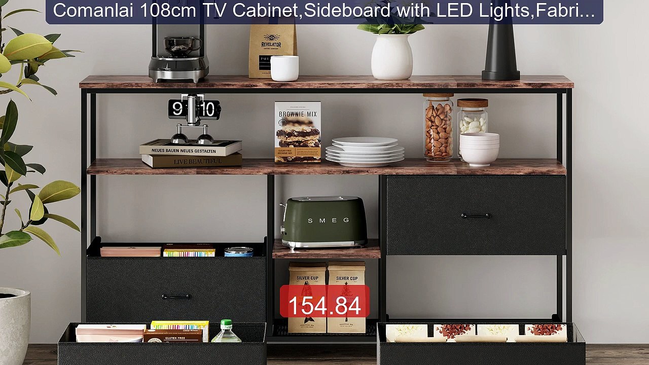 Comanlai 108cm TV Cabinet,Sideboard with LED Lights,Fabric Sto... -- Hot Deal 2026 | Limited Offer!
