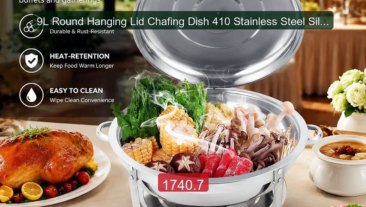 9L Round Hanging Lid Chafing Dish 410 Stainless Steel Silver Polish... -- Top Rated 2026 | Buy Now!