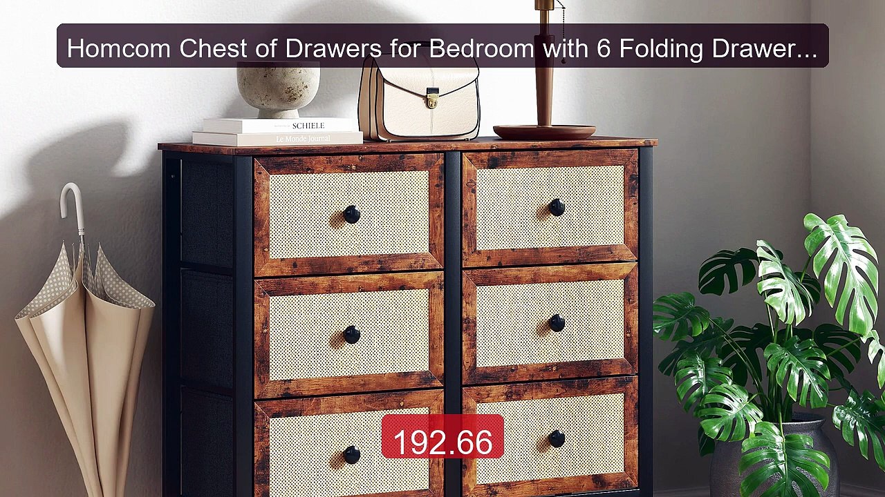 Homcom Chest of Drawers for Bedroom with 6 Folding Drawers Rus... -- Hot Deal 2026 | Limited Offer!