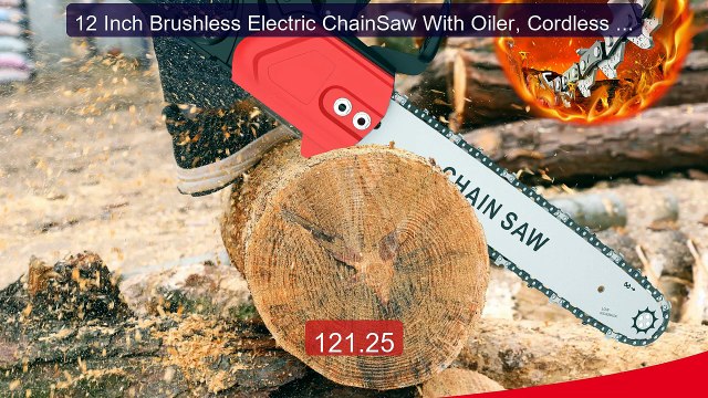 12 Inch Brushless Electric ChainSaw With Oiler, Cordless Batte... Best Buy 2026 | Great Quality!