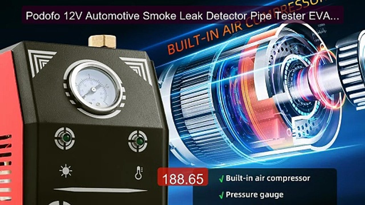 Podofo 12V Automotive Smoke Leak Detector Pipe Tester EVAP ... -- Top Pick 2026 | Unbeatable Price!