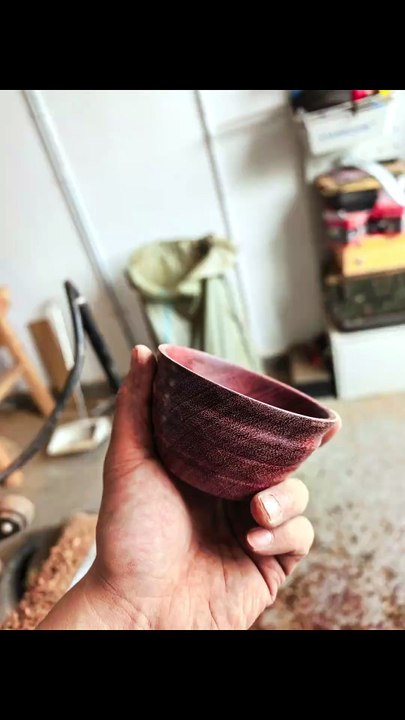 Purple Handmade" ||| "Purple Handmade" Violet Wood Turned Tea Bowl.