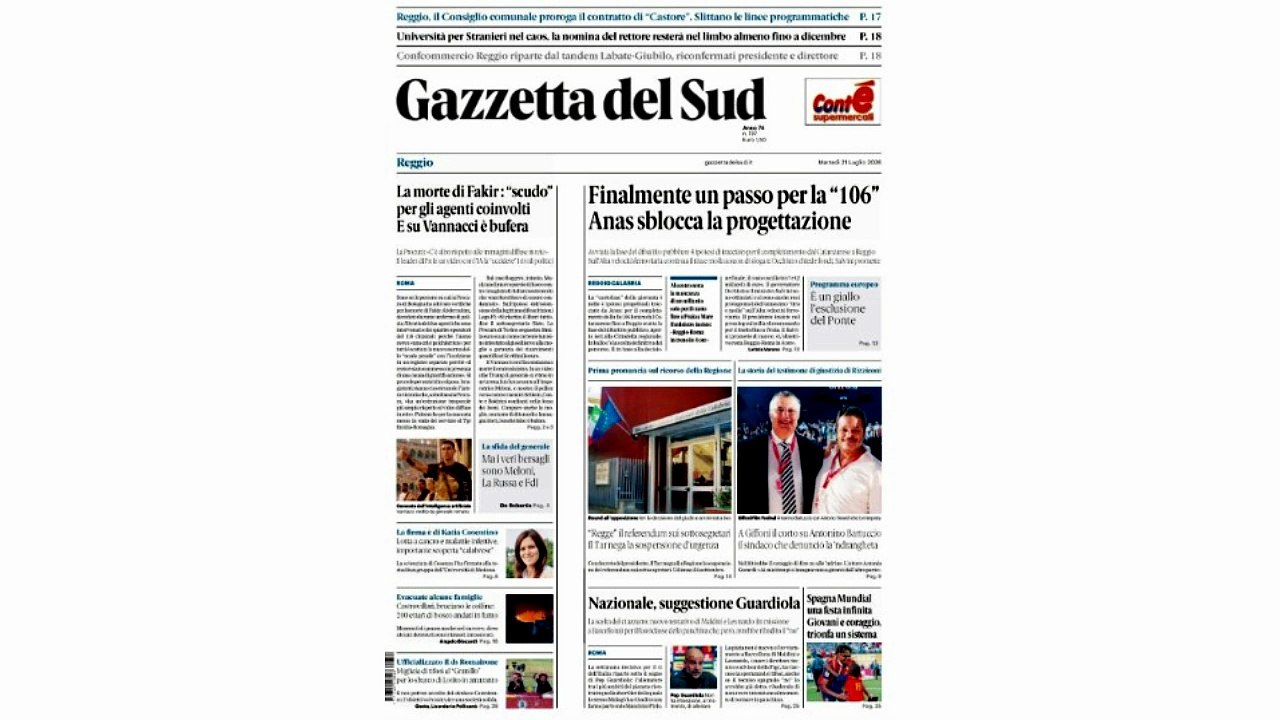Rassegna stampa 21-07-2026 edizioni Calabria