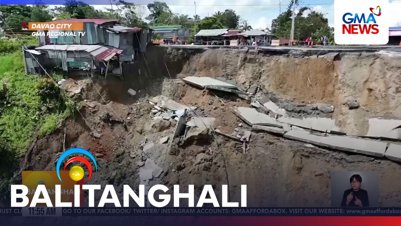 14 na pamilya, nawalan ng tirahan matapos gumuho ang bahagi ng kalsada sa Brgy. Marilog proper | Balitanghali