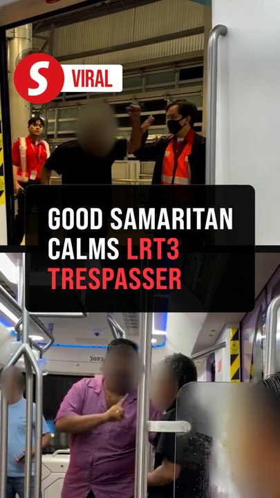 Passenger steps in to calm down LRT track trespasser