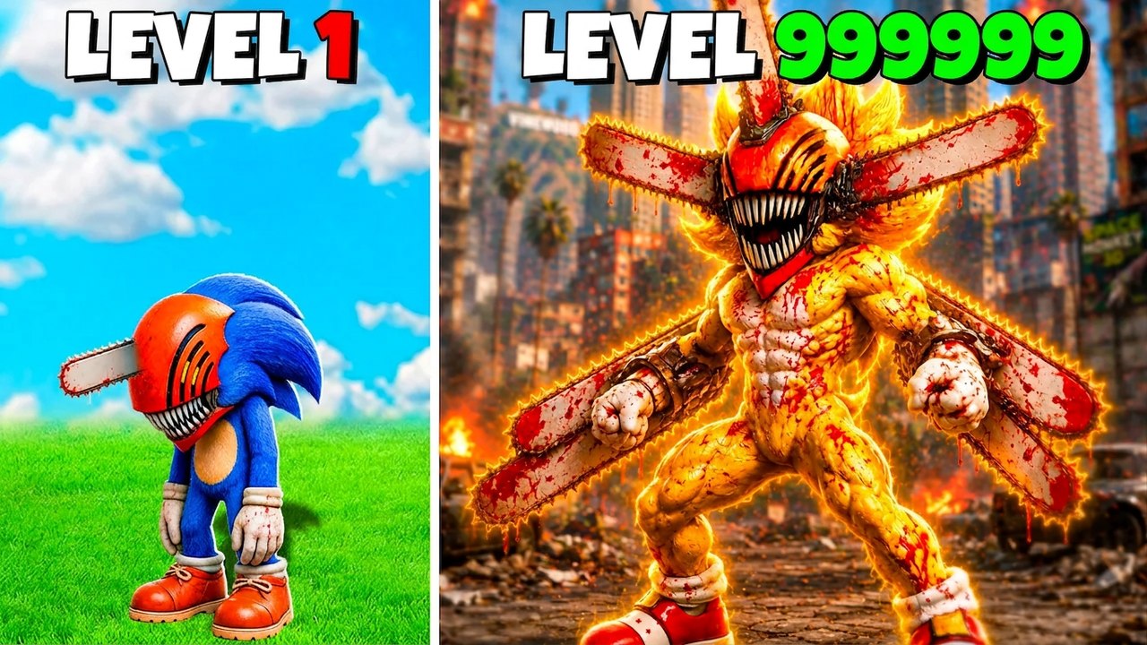 UPGRADING CHAINSAW SONIC from Level 1 to Level 1,000,000 in GTA 5! (Sonic Movie Mod)
