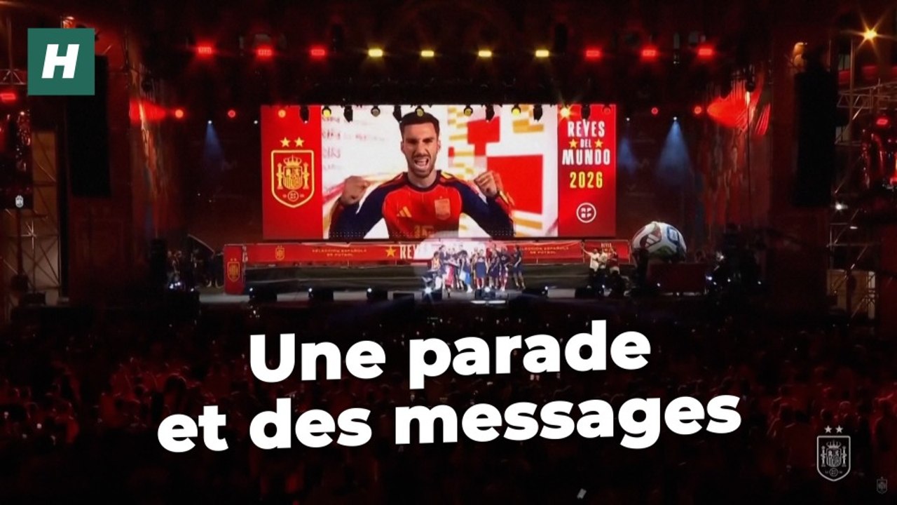 Lors de la parade à Madrid, les champions du monde espagnols ont fait passer beaucoup de messages