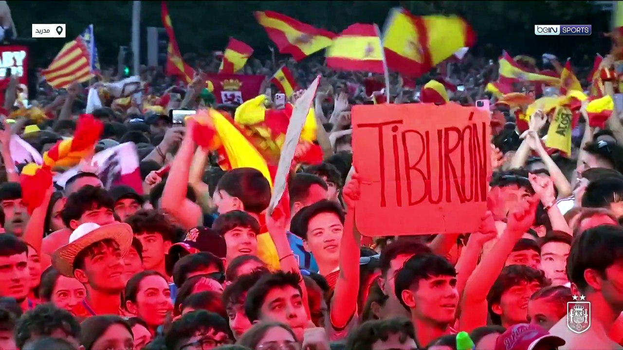 استقبال حافل في العاصمة مدريد لمنتخب إسبانيا