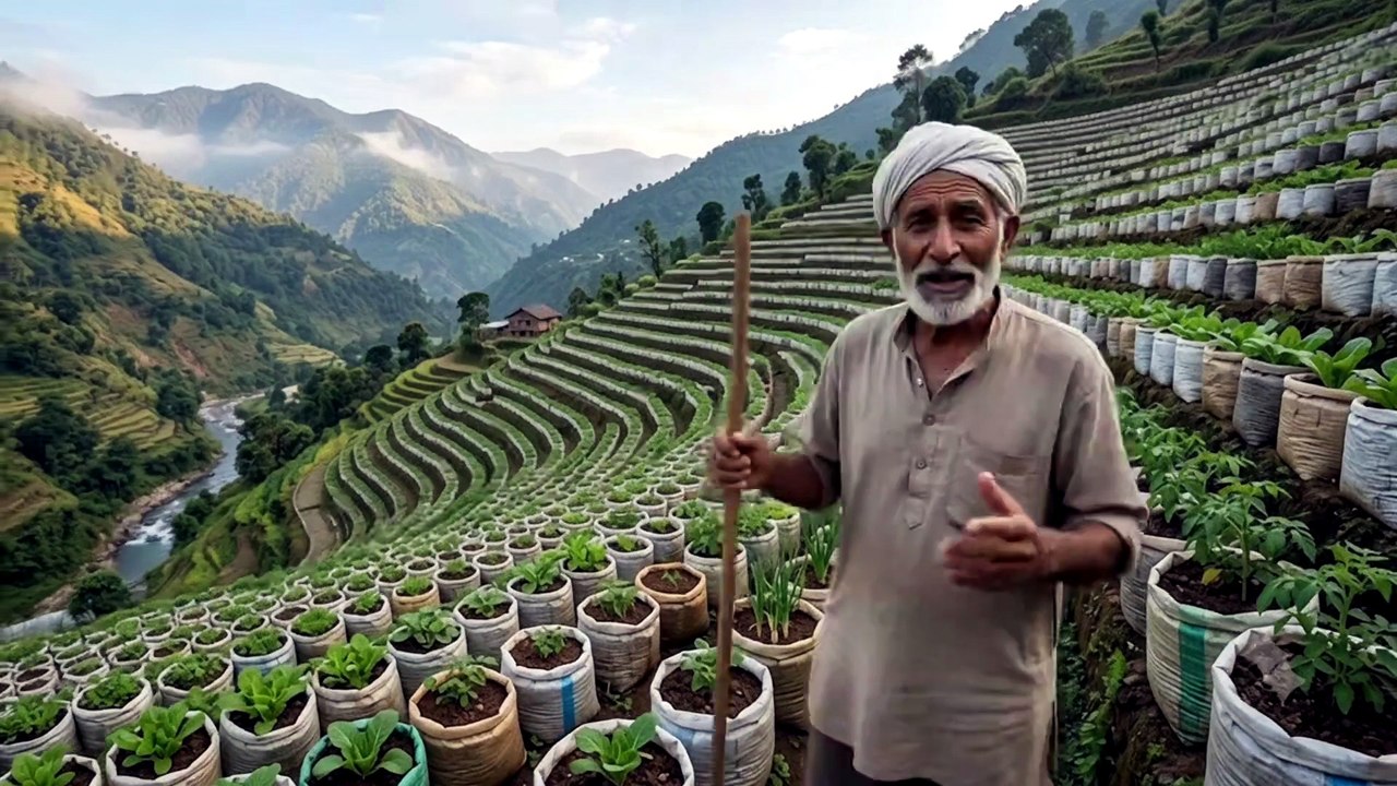 Growing Vegetables on Hills Using Grow Bags (Terraced Method)