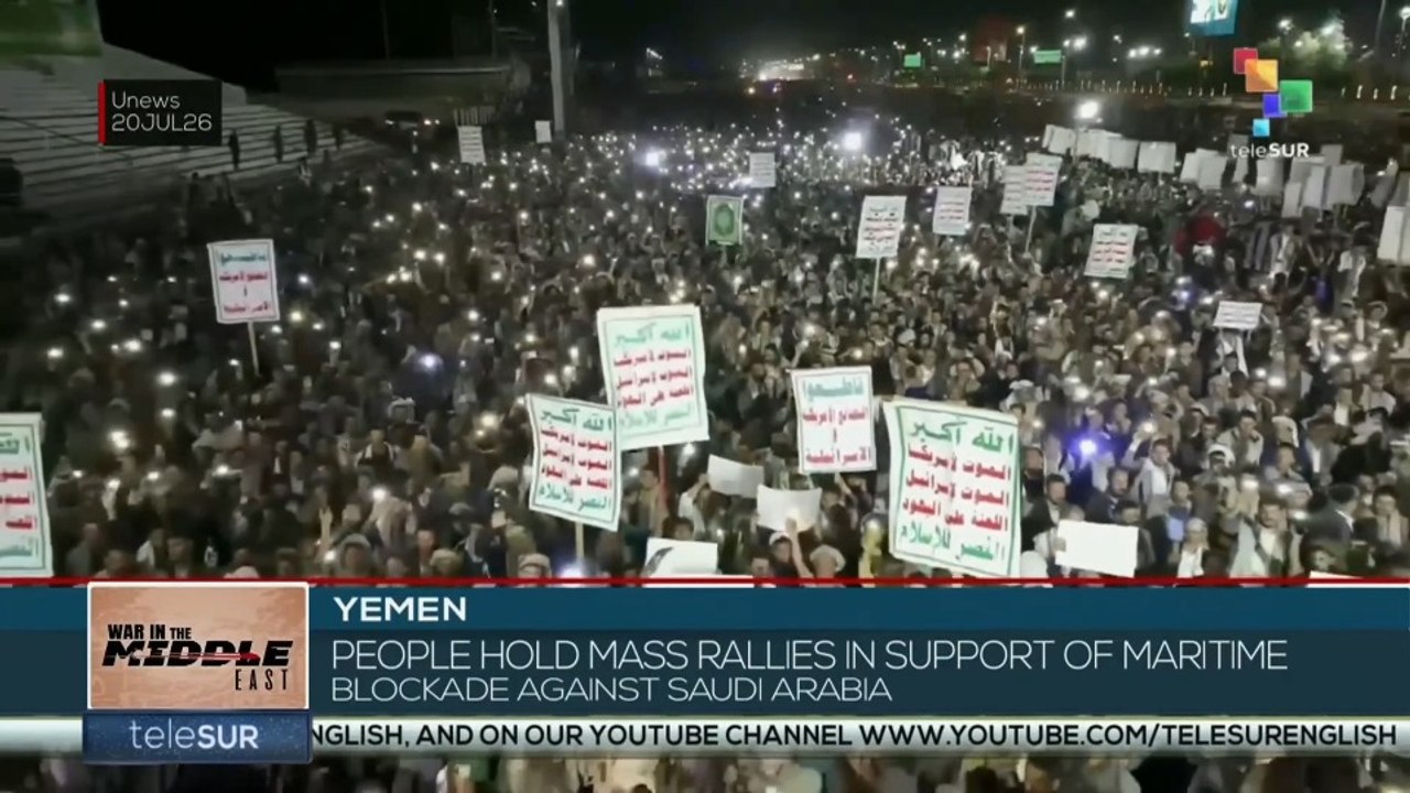 Yemen | People rally in support of maritime blockade against Saudi Arabia