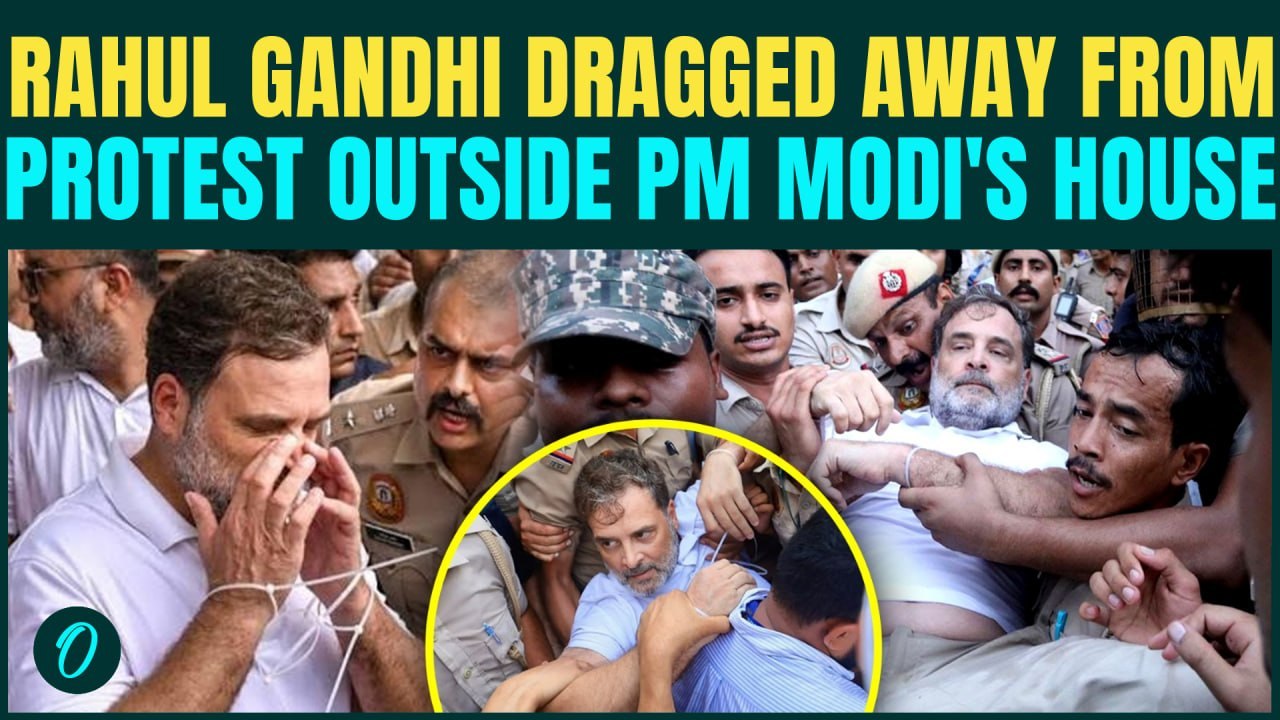 Rahul Gandhi DRAGGED By Police During Protest In Front Of PM House, Priyanka, Kharge DETAINED On Cam