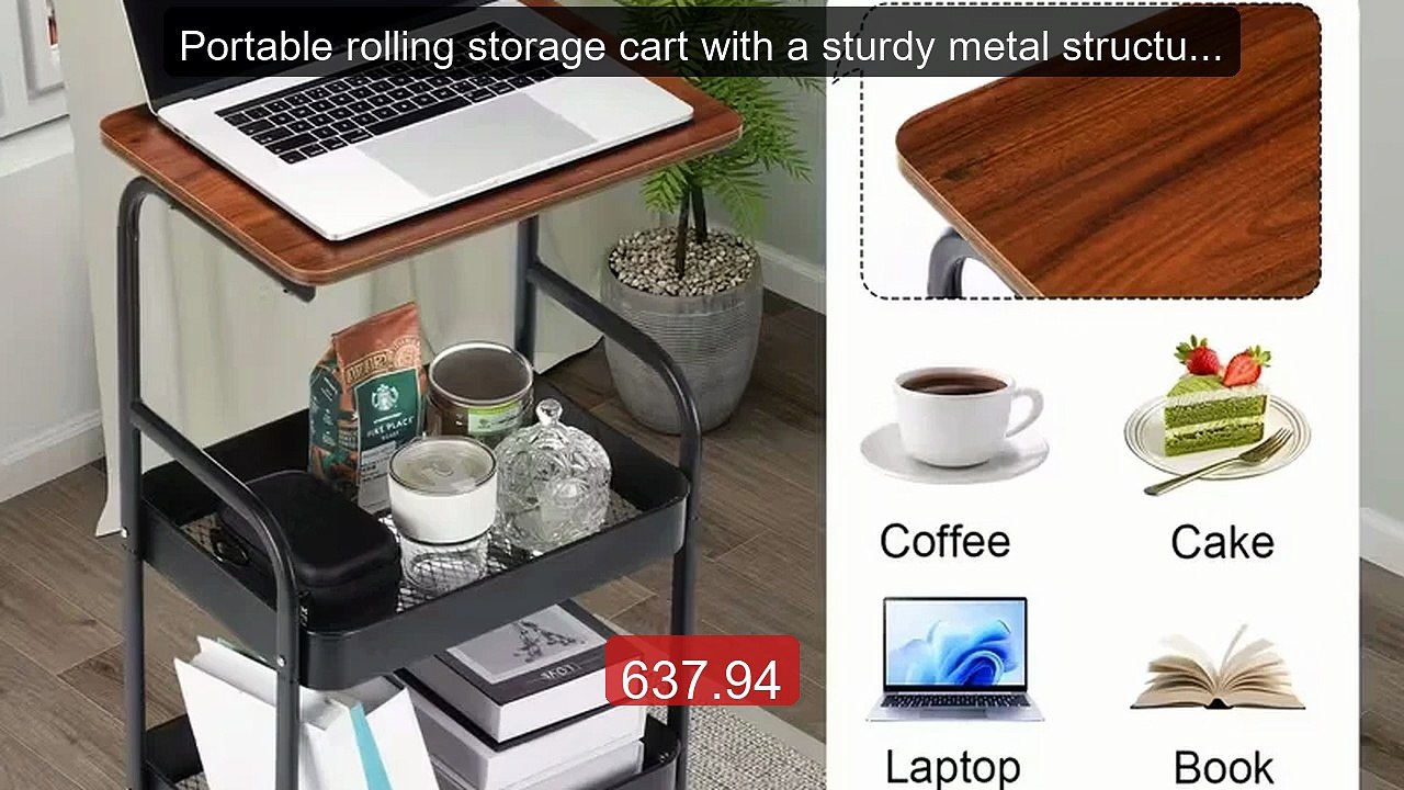 Portable rolling storage cart with a sturdy metal structure, suita... -- Best Deal 2026 | Shop Now!