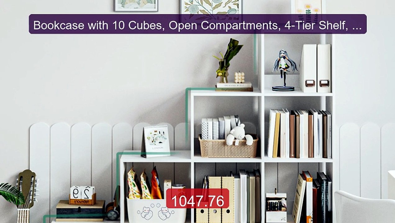 Bookcase with 10 Cubes, Open Compartments, 4-Tier Shelf, Ad... -- Top Pick 2026 | Unbeatable Price!
