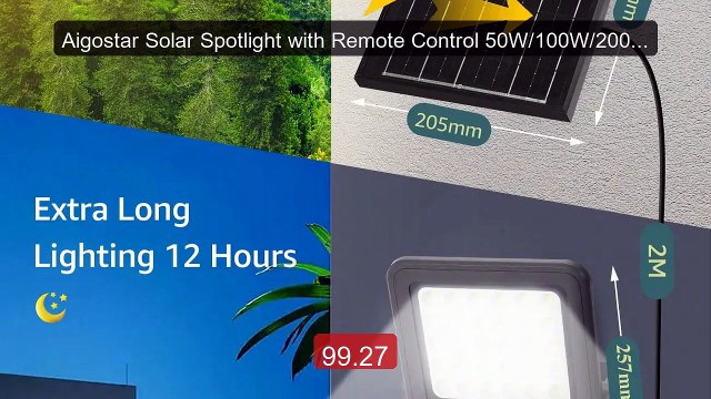 Aigostar Solar Spotlight with Remote Control 50W/100W/200W/300... Best Buy 2026 | Great Quality!