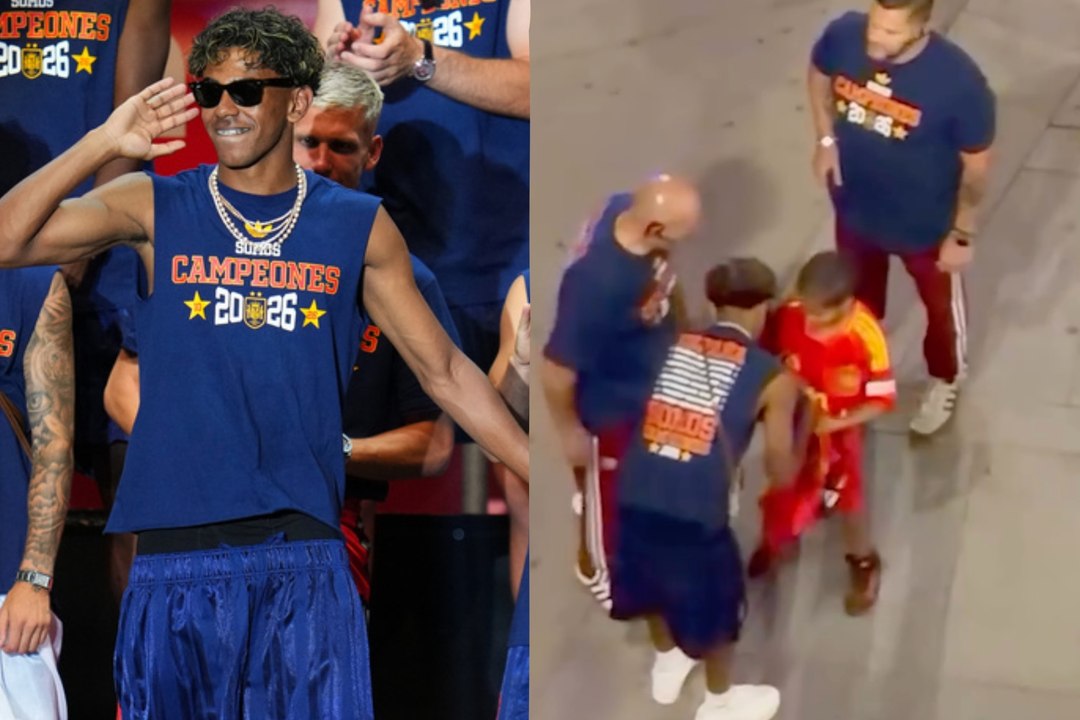 Lamine Yamal steps in after security stops young fan during Spain's World Cup celebrations