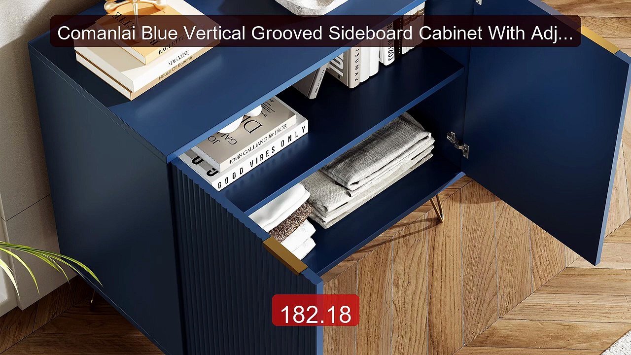 Comanlai Blue Vertical Grooved Sideboard Cabinet With Adjus... -- Top Pick 2026 | Unbeatable Price!
