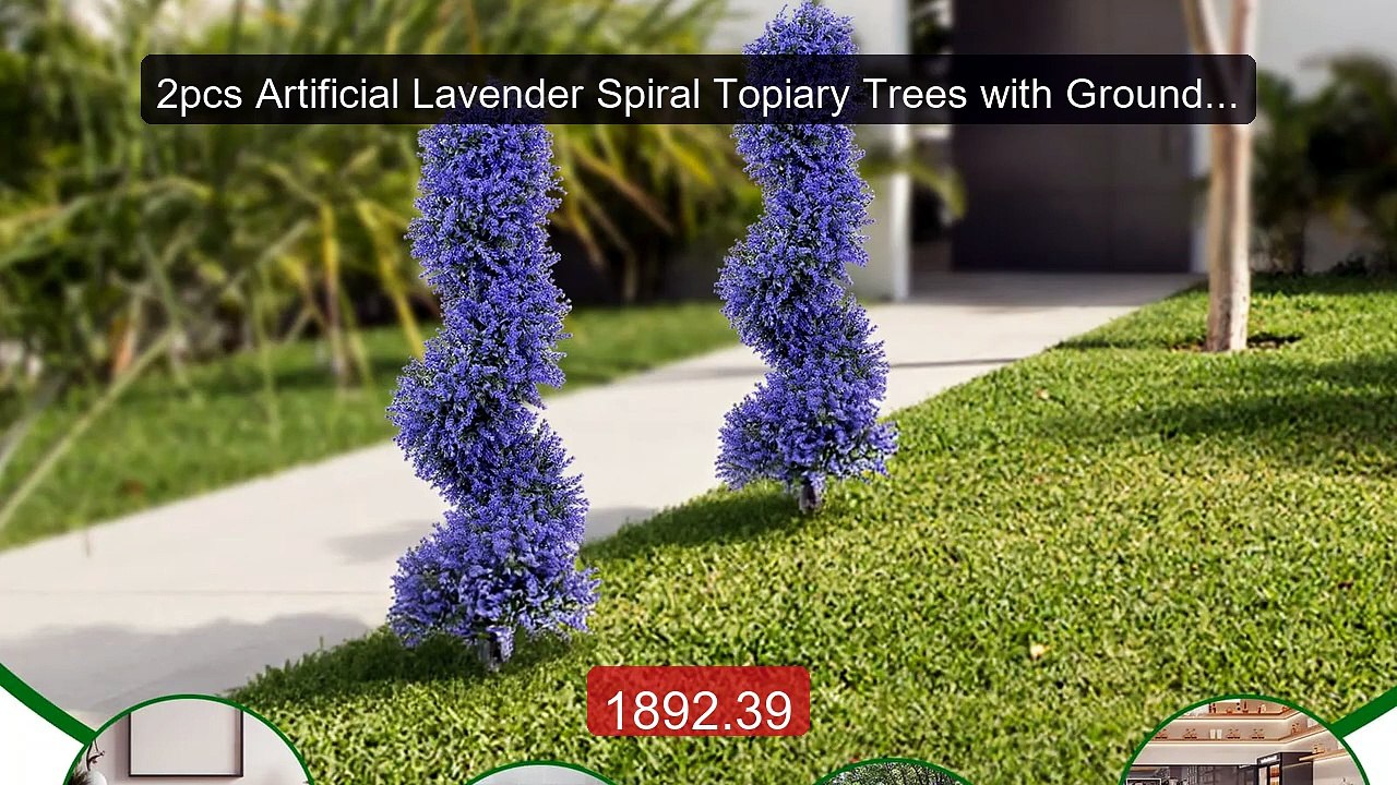 2pcs Artificial Lavender Spiral Topiary Trees with Ground Spik... -- Best Buy 2026 | Great Quality!