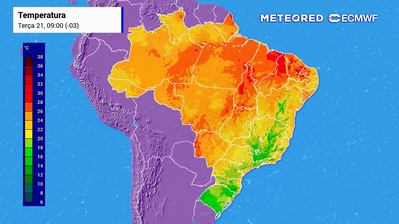 Quarta-feira, 22 de Julho: Calor de até 40°C e temperaturas acima da média atingem o Brasil nos próximos 15 dias