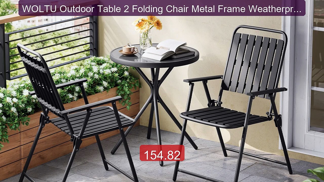 WOLTU Outdoor Table 2 Folding Chair Metal Frame Weatherproof Outdoo... -- Top Rated 2026 | Buy Now!