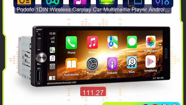 Podofo 1DIN Wireless Carplay Car Multimedia Player Android Au... Amazing Value 2026 | Must Have!