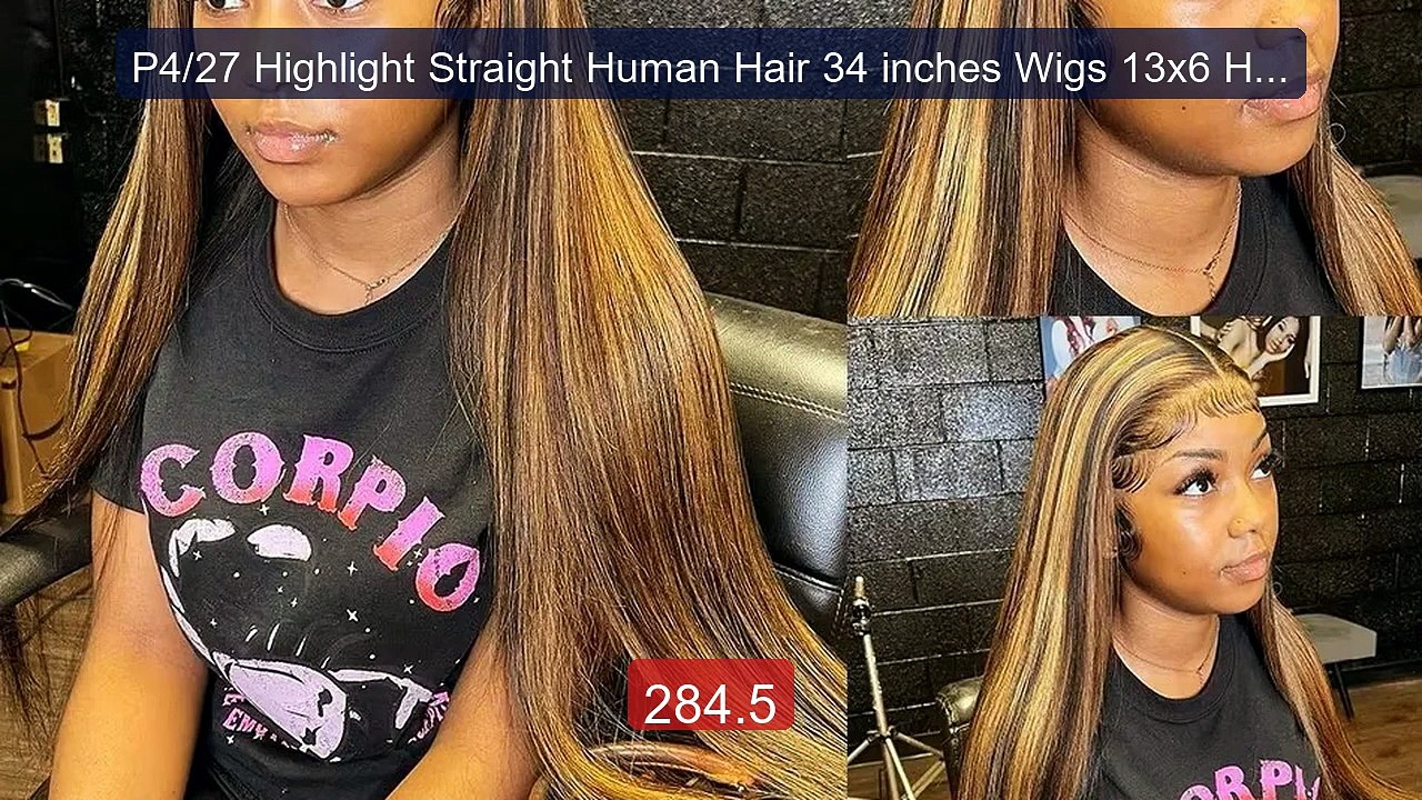 P4/27 Highlight Straight Human Hair 34 inches Wigs 13x6 Hd Lace Fr... -- Best Deal 2026 | Shop Now!