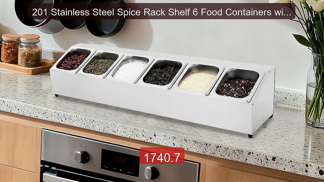 201 Stainless Steel Spice Rack Shelf 6 Food Con...