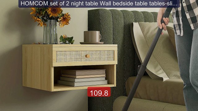 HOMCOM set of 2 night table Wall bedside table tables-sliding ... Best Buy 2026 | Great Quality!