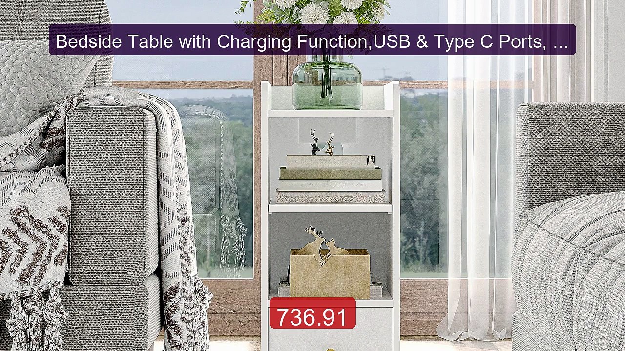 Bedside Table with Charging Function,USB & Type C Ports, Bedside T... -- Best Deal 2026 | Shop Now!